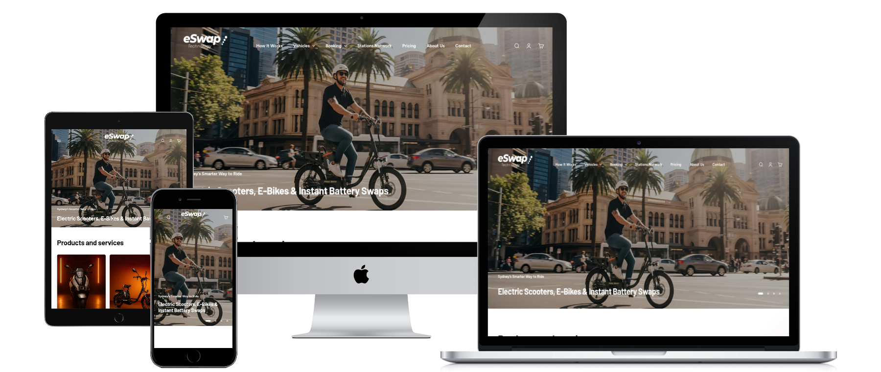 eSwap Shopify website - electric scooters and e-bikes Sydney