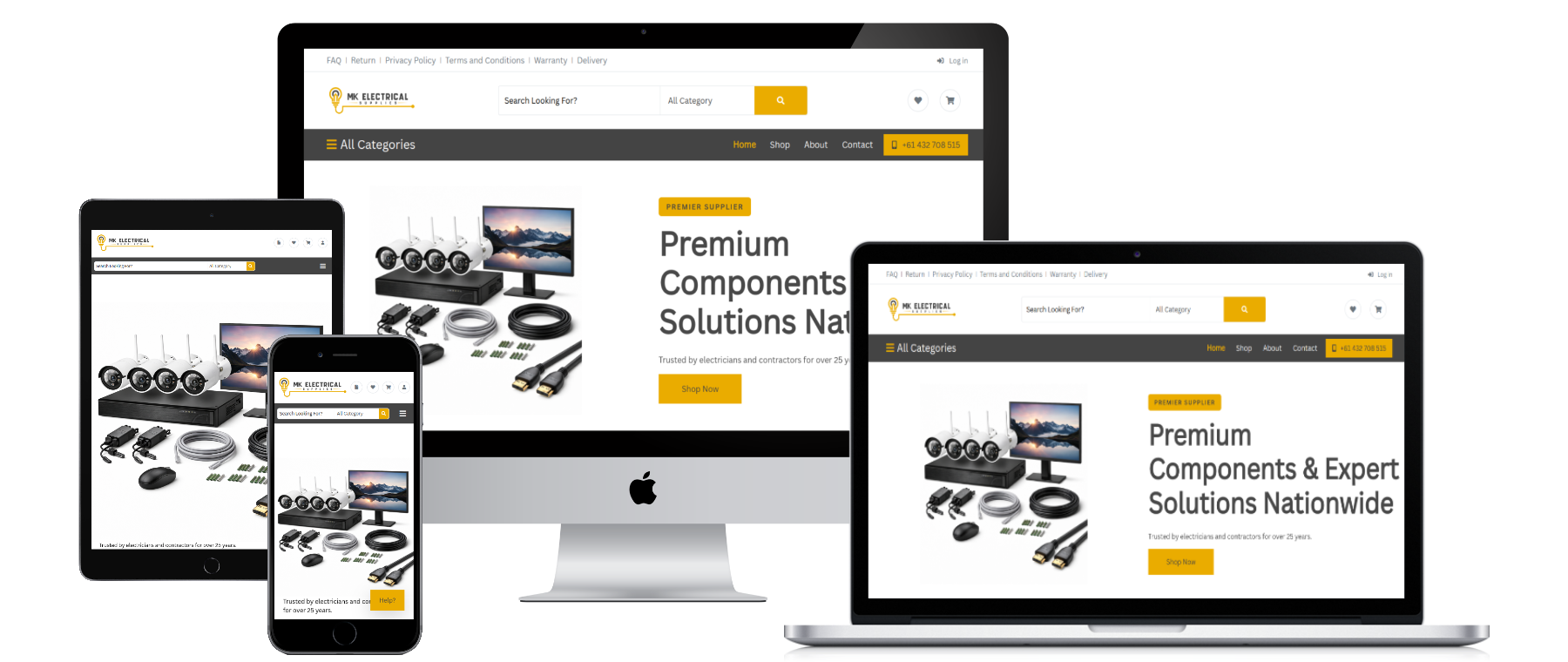 MK Electrical Supplies e-commerce website - electrical supplies Australia